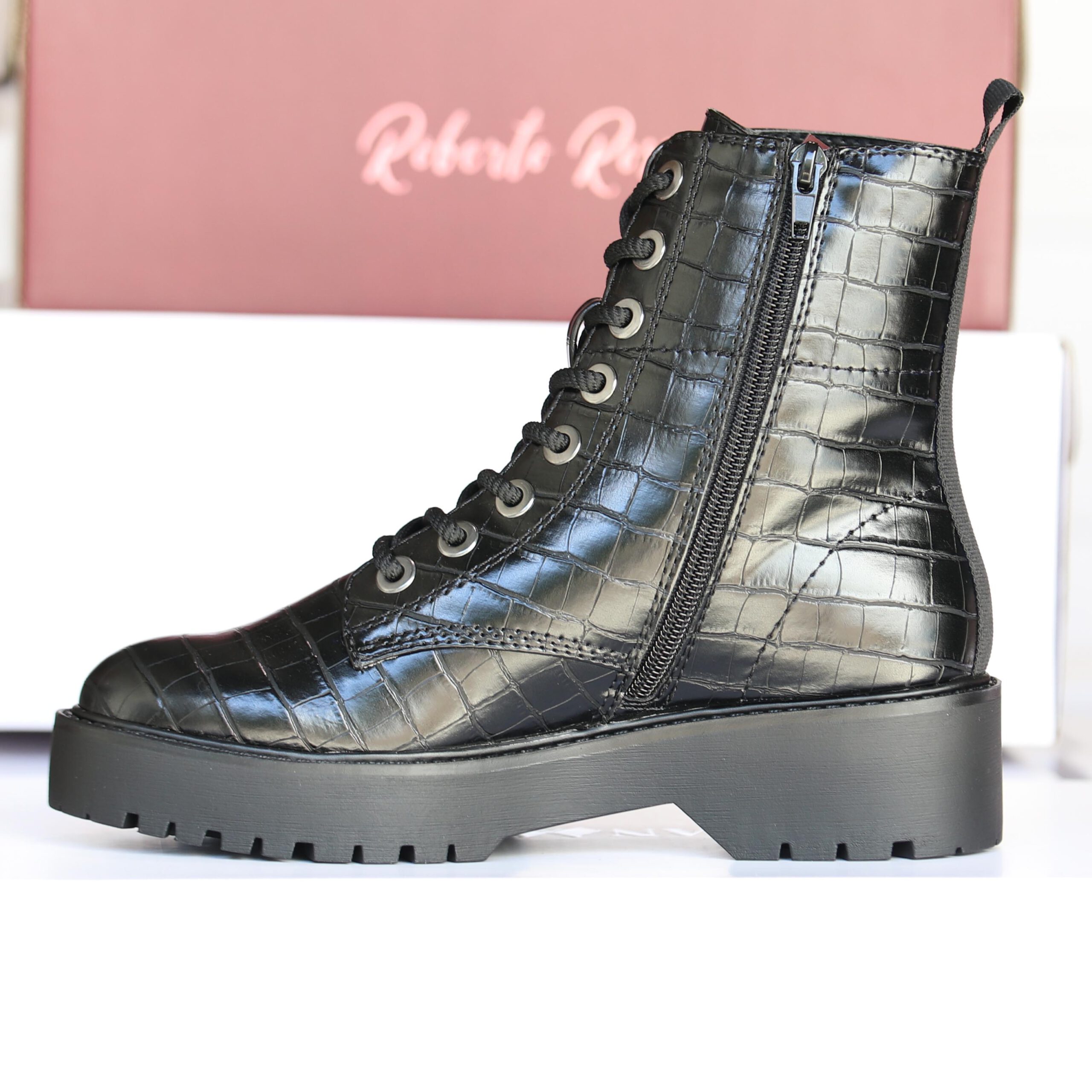 roberto rosso – gavazzi black croco boots dame høst4
