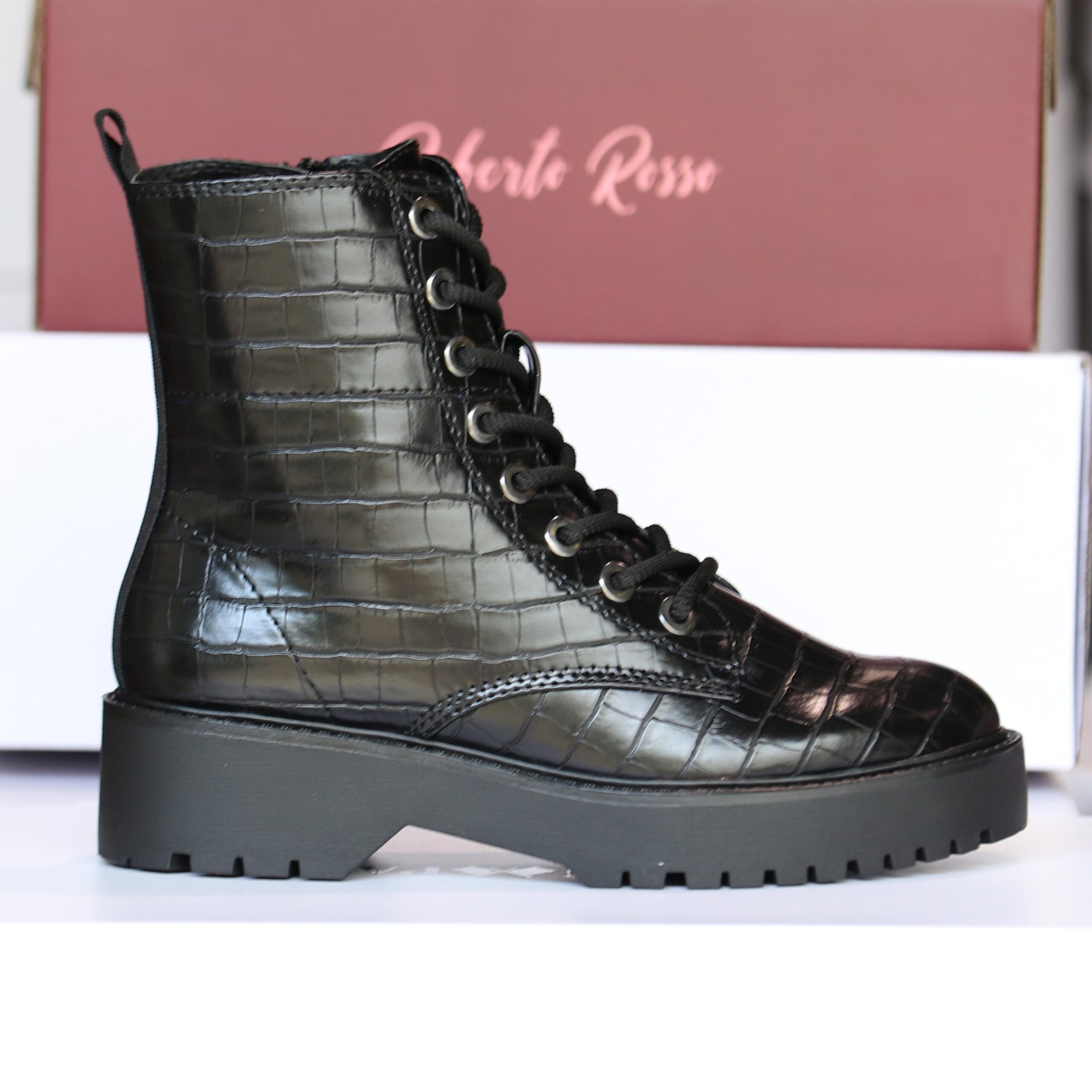 roberto rosso – gavazzi black croco boots dame høst5