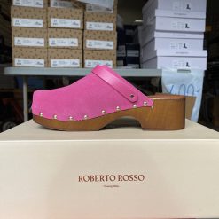 roberto rosso clogs suede leather fuxia2