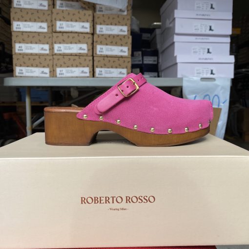 roberto rosso clogs suede leather fuxia3