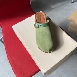 roberto rosso clogs suede leather green1