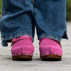 roberto rosso clogs suede leather fuxia