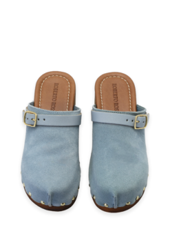 roberto rosso clogs suede leather lt blue