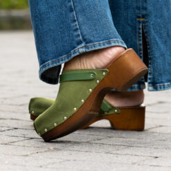 roberto rosso clogs suede leather green