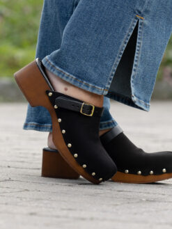 roberto rosso clogs suede leather black