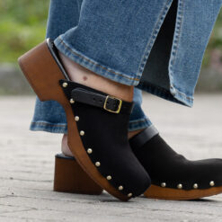 roberto rosso clogs suede leather black