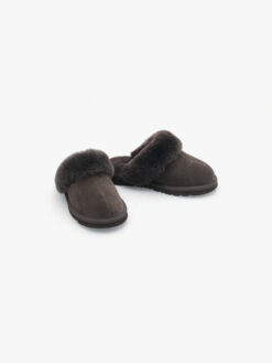 roberto rosso sheepskin slipper dark brown