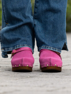 roberto rosso clogs suede leather fuxia