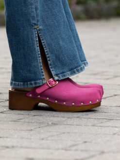 roberto rosso clogs suede leather fuxia