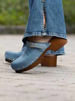roberto rosso clogs suede leather lt blue