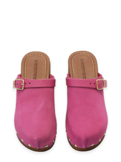 roberto rosso clogs suede leather fuxia