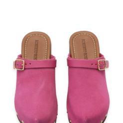 roberto rosso clogs suede leather fuxia