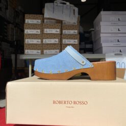 roberto rosso clogs suede leather lt blue