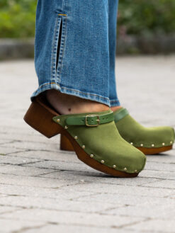 roberto rosso clogs suede leather green