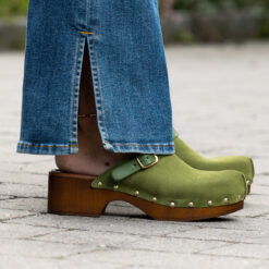 roberto rosso clogs suede leather green