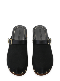 roberto rosso clogs suede leather black