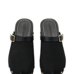 roberto rosso clogs suede leather black