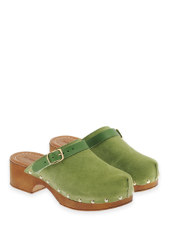 roberto rosso clogs suede leather green