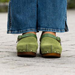 roberto rosso clogs suede leather green