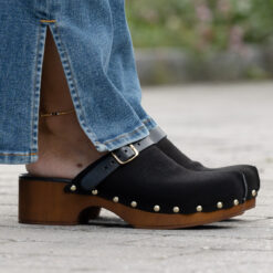 roberto rosso clogs suede leather black