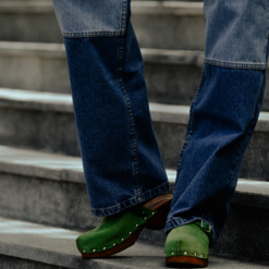 roberto rosso clogs suede leather green
