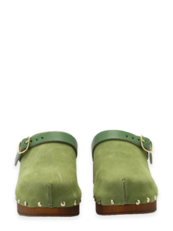 roberto rosso clogs suede leather green