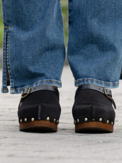 roberto rosso clogs suede leather black