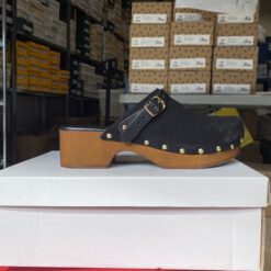 roberto rosso clogs suede leather black