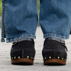 roberto rosso clogs suede leather black