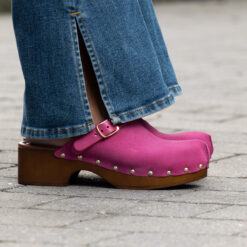 roberto rosso clogs suede leather fuxia