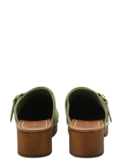 roberto rosso clogs suede leather green