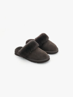 roberto rosso sheepskin slipper dark brown