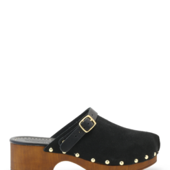 roberto rosso clogs suede leather black