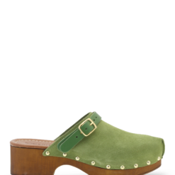 roberto rosso clogs suede leather green