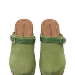 roberto rosso clogs suede leather green