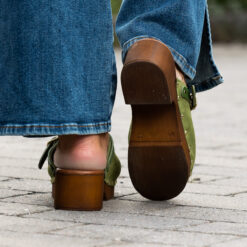 roberto rosso clogs suede leather green