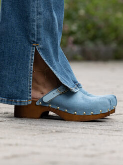 roberto rosso clogs suede leather lt blue
