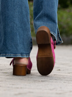 roberto rosso clogs suede leather fuxia
