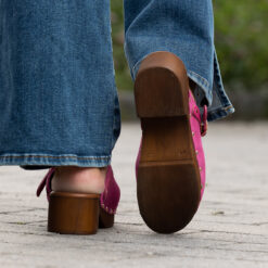 roberto rosso clogs suede leather fuxia