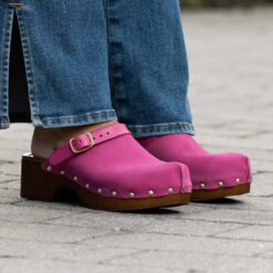 roberto rosso clogs suede leather fuxia