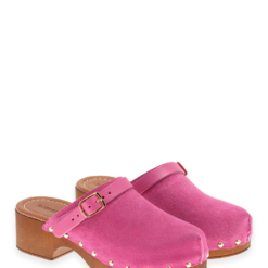 roberto rosso clogs suede leather fuxia