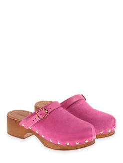roberto rosso clogs suede leather fuxia