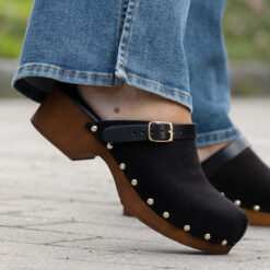 roberto rosso clogs suede leather black