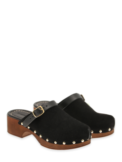 roberto rosso clogs suede leather black