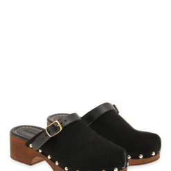 roberto rosso clogs suede leather black