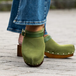 roberto rosso clogs suede leather green