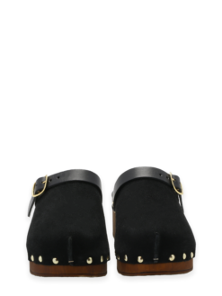 roberto rosso clogs suede leather black