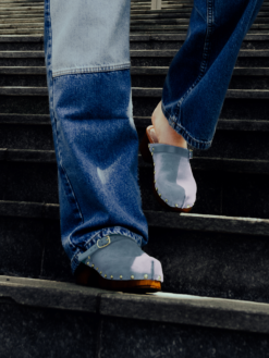 roberto rosso clogs suede leather lt blue