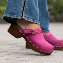 roberto rosso clogs suede leather fuxia