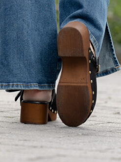 roberto rosso clogs suede leather black
